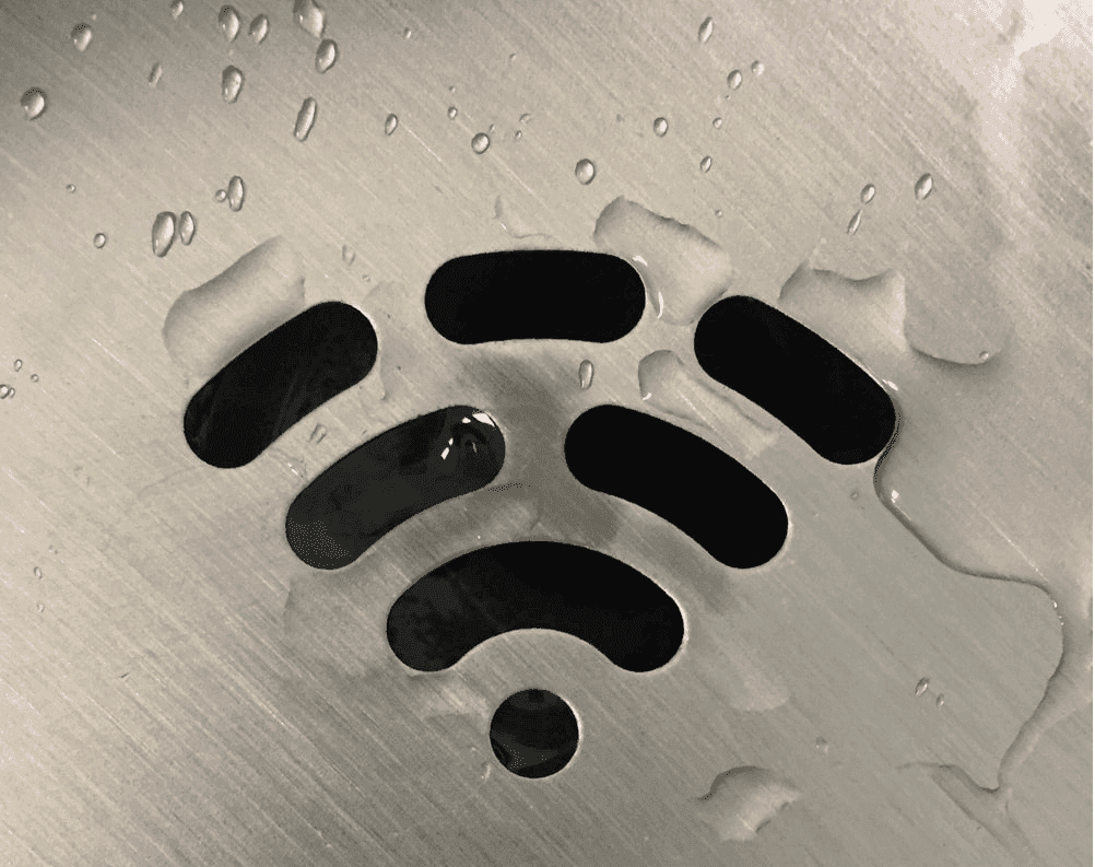 A sink drain shaped like a WiFi symbol.